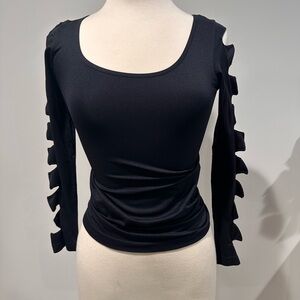 Venus Spandex Black Cut-Out Sleeve Top
